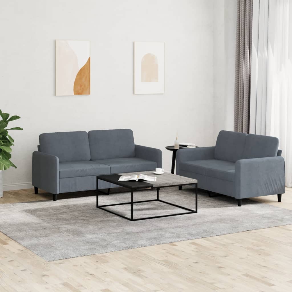 Set di Divani 2 pz Grigio Scuro in Velluto - homemem39