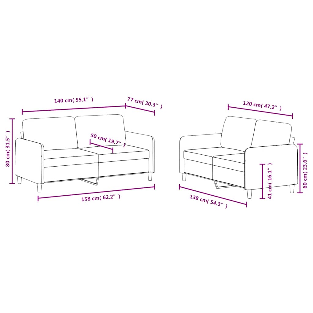 Set di Divani 2 pz Nero in Velluto | homemem39