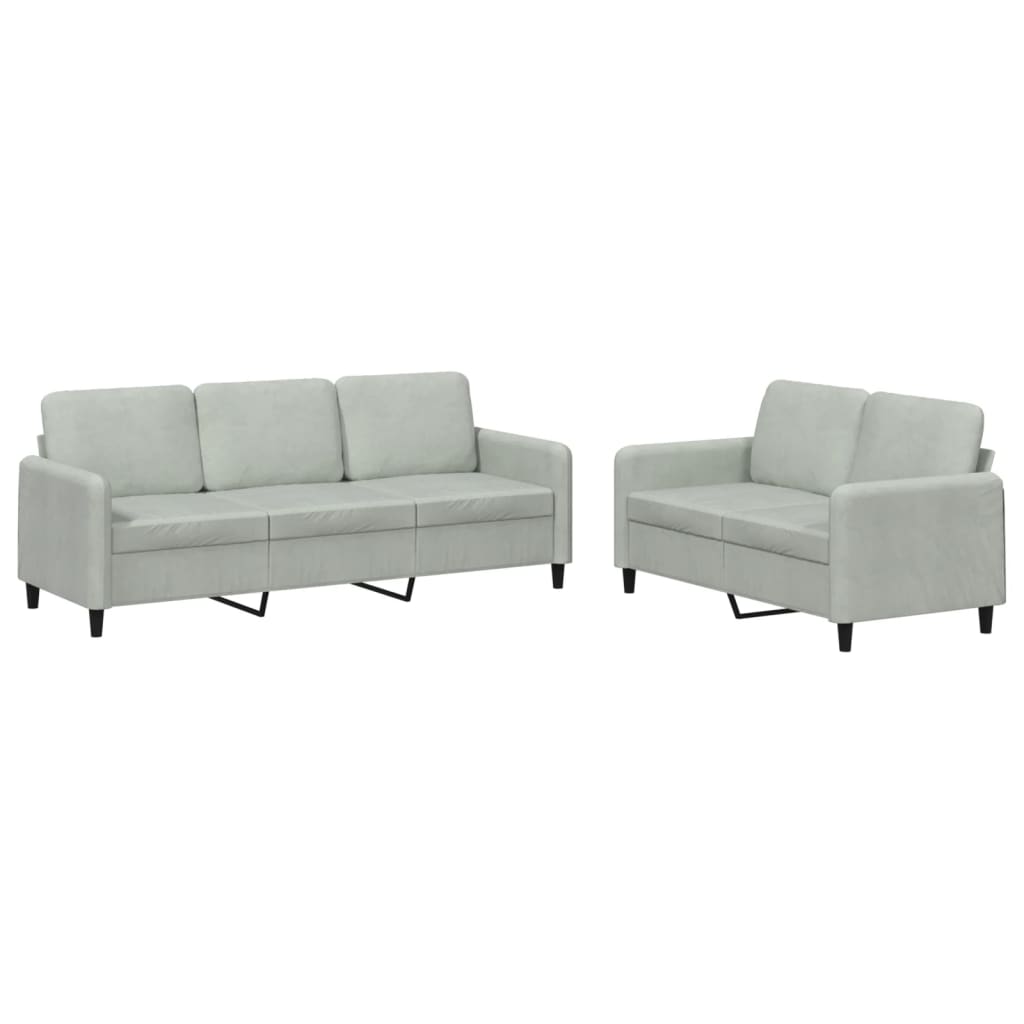 Set di Divani 2 pz Grigio Chiaro in Velluto - homemem39