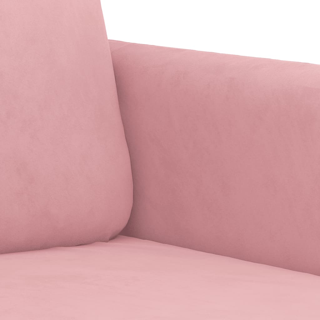 Set di Divani 3 pz con Cuscini Rosa in Velluto