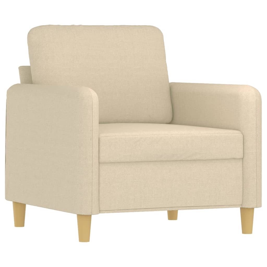 Set Divani 3 pz con Cuscini Crema in Tessuto