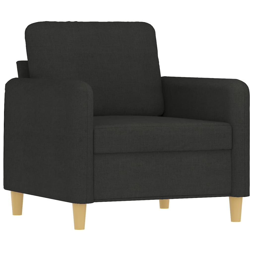 Set Divani 3 pz con Cuscini Nero in Tessuto