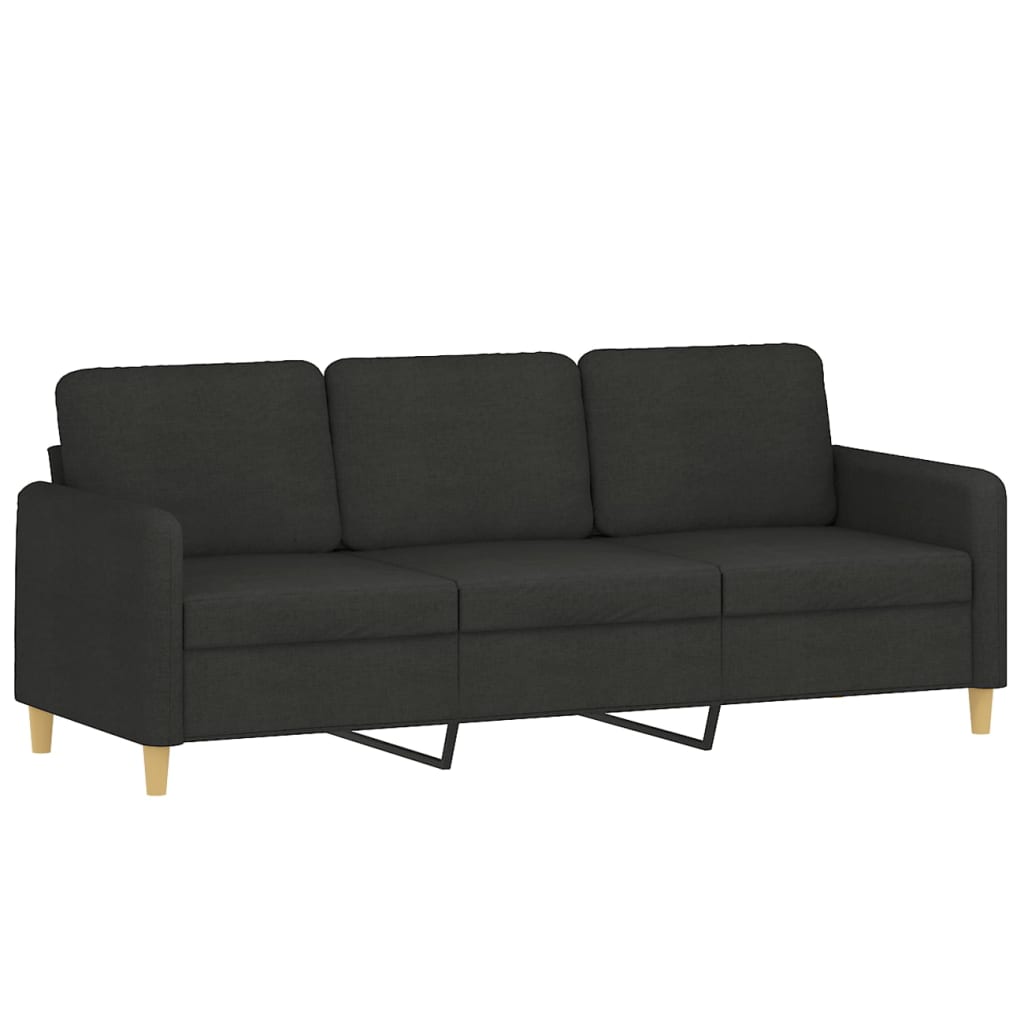 Set Divani 3 pz con Cuscini Nero in Tessuto