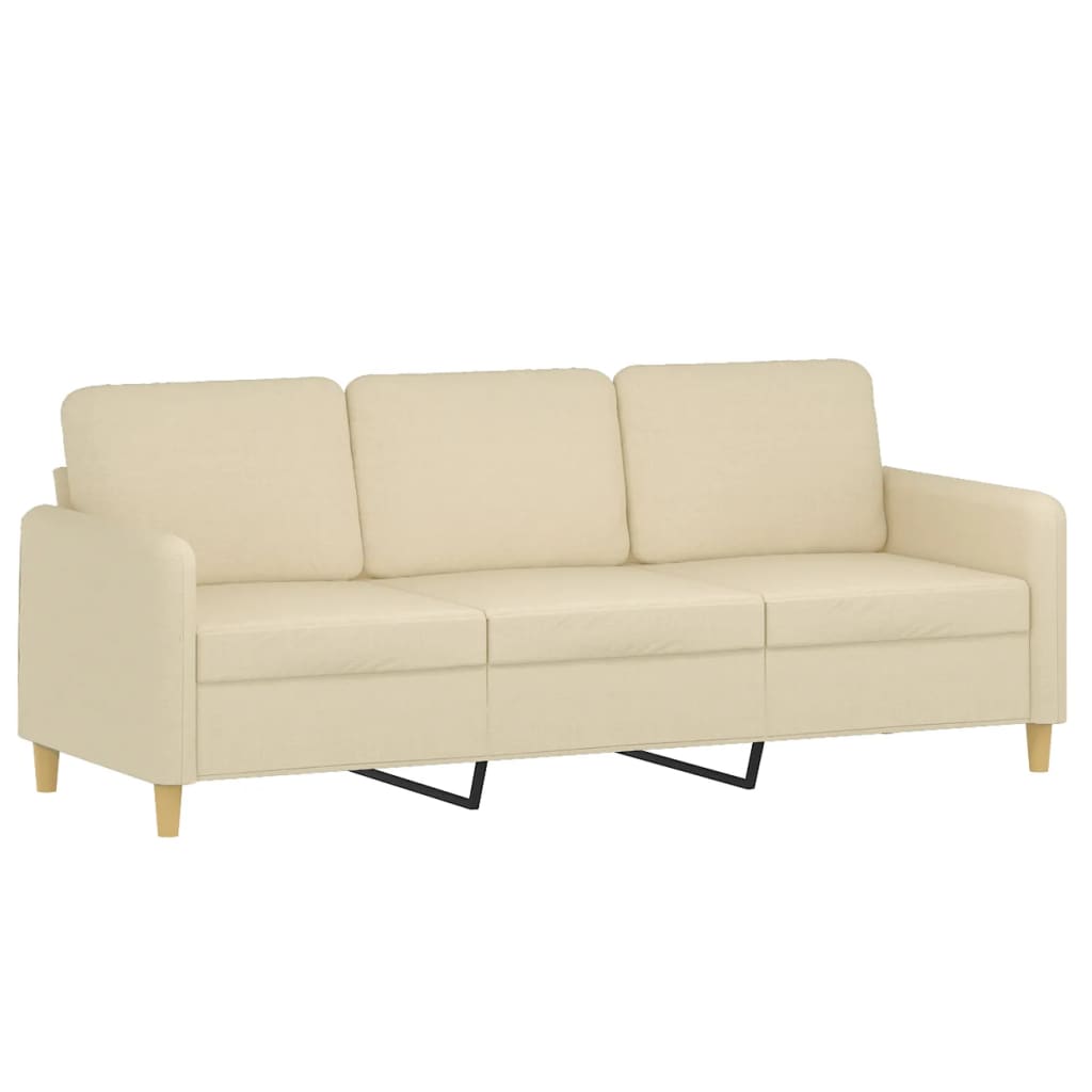 Set Divani 4 pz con Cuscini Crema in Tessuto