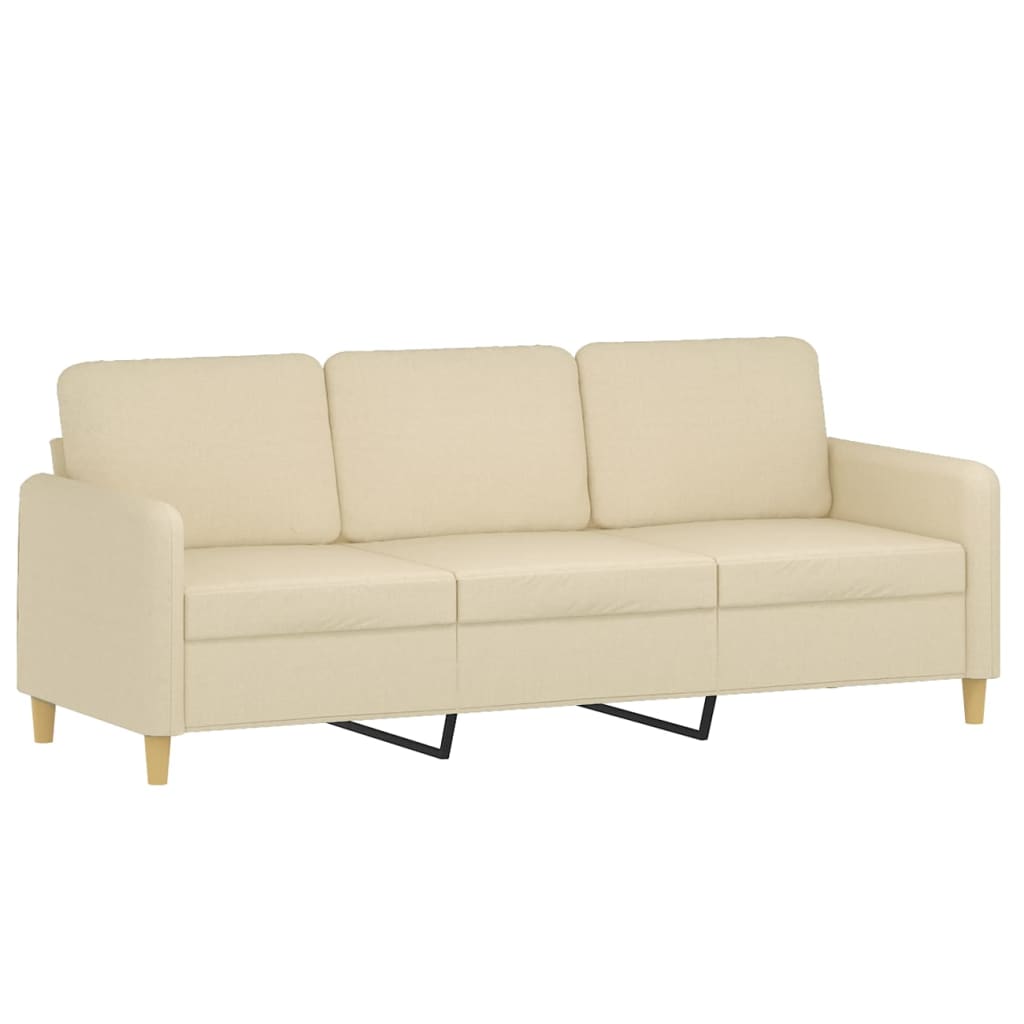 Set di Divani 3 pz con Cuscini Crema in Tessuto