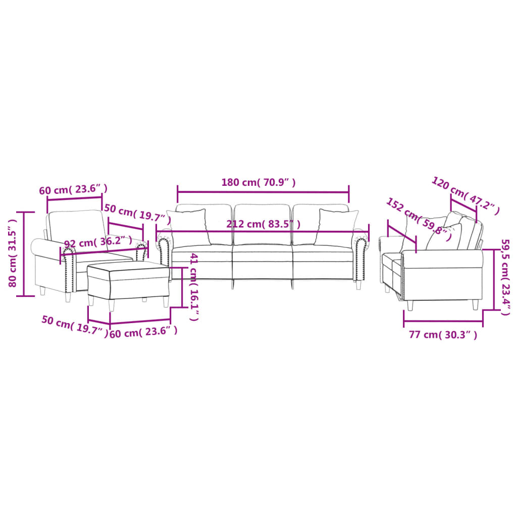 Set di Divani 4 pz con Cuscini Rosa in Velluto | homemem39