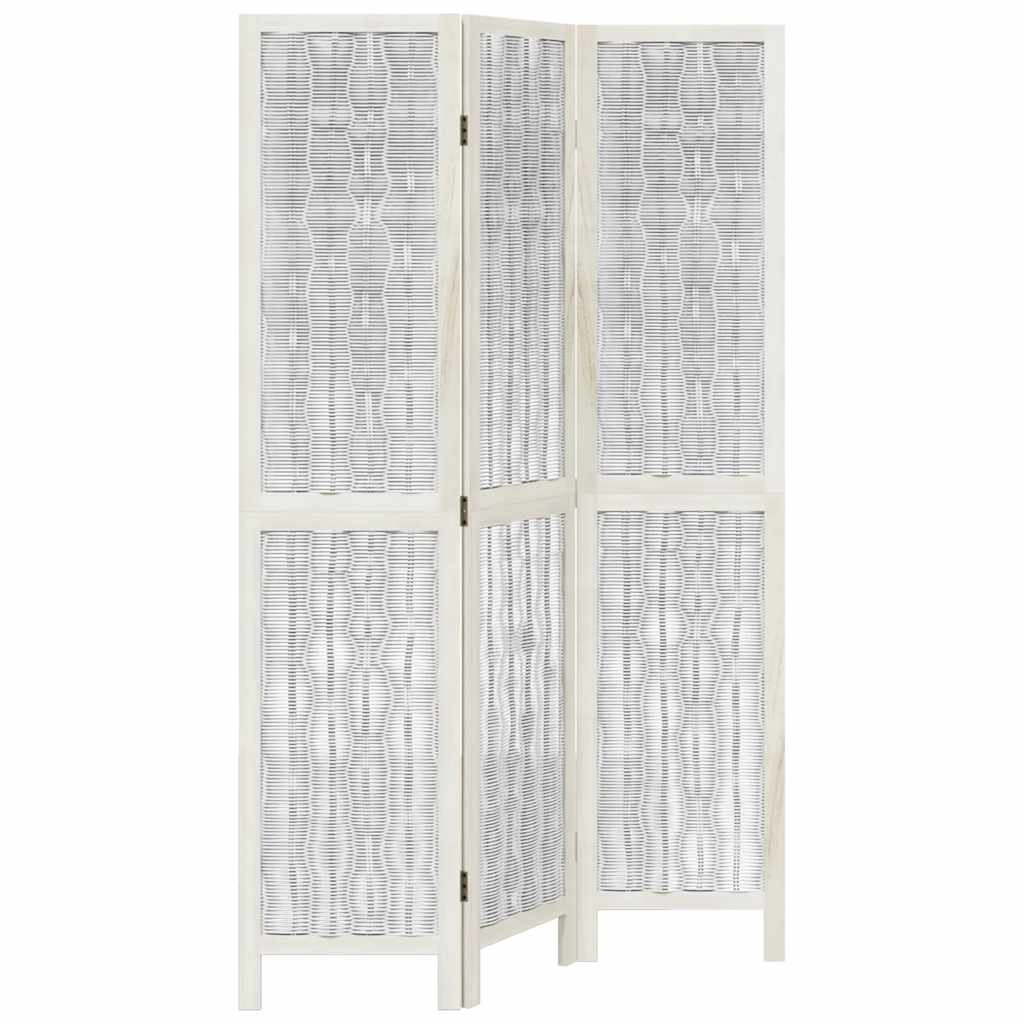 Divisorio Ambienti 3Pannelli Bianco Legno Massello di Paulownia - homemem39