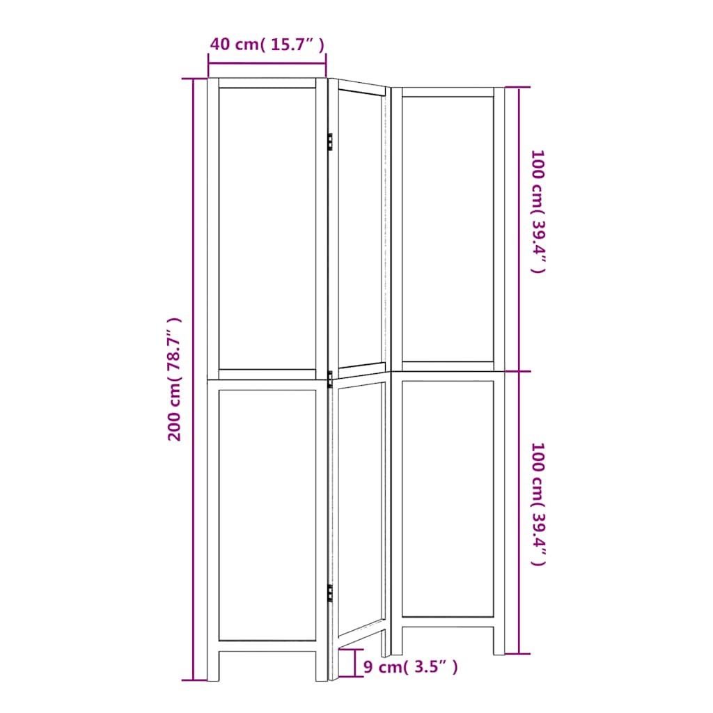 Divisorio Ambienti 3Pannelli Bianco Legno Massello di Paulownia - homemem39