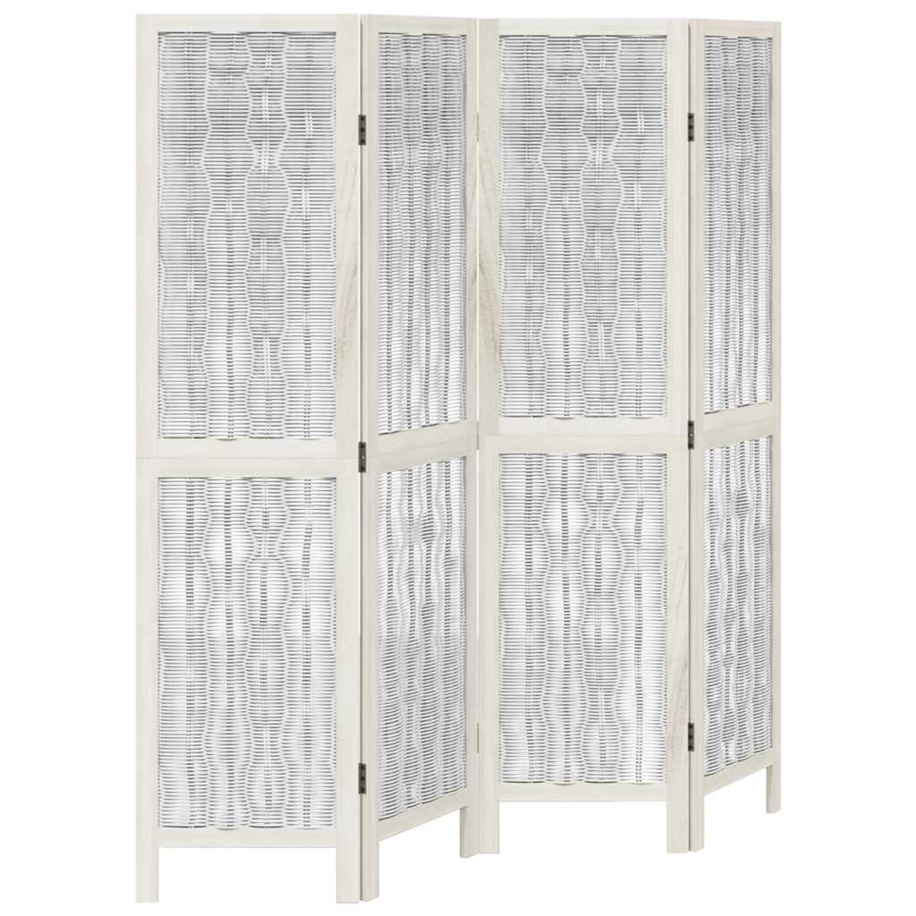 Divisorio Ambienti 4Pannelli Bianco Legno Massello di Paulownia - homemem39