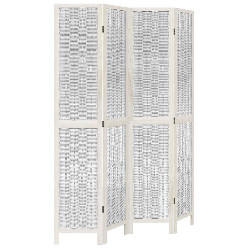 Divisorio Ambienti 4Pannelli Bianco Legno Massello di Paulownia - homemem39