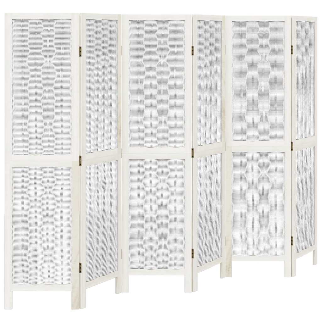 Divisorio Ambienti 6Pannelli Bianco Legno Massello di Paulownia - homemem39