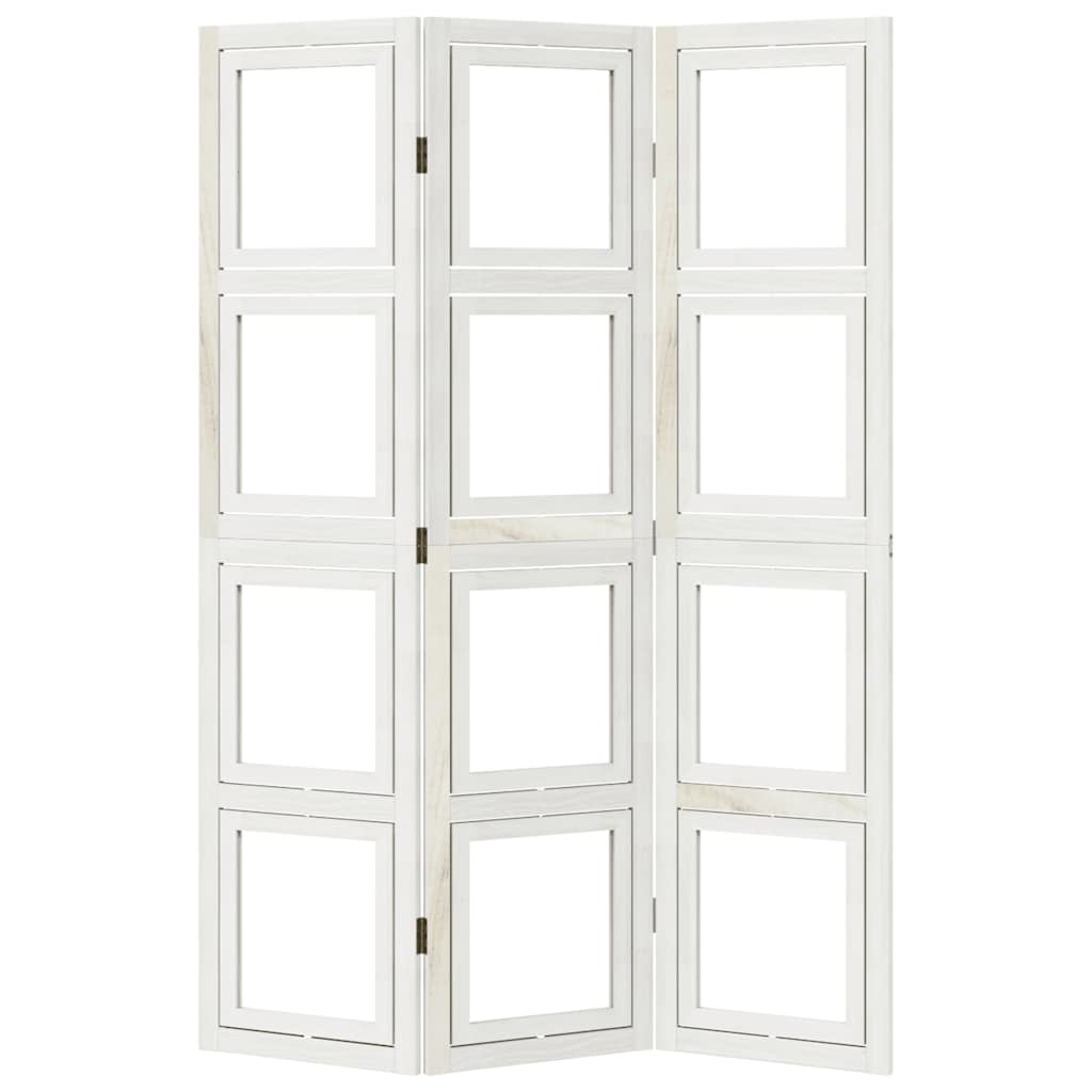 Divisorio Ambienti 3Pannelli Bianco Legno Massello di Paulownia