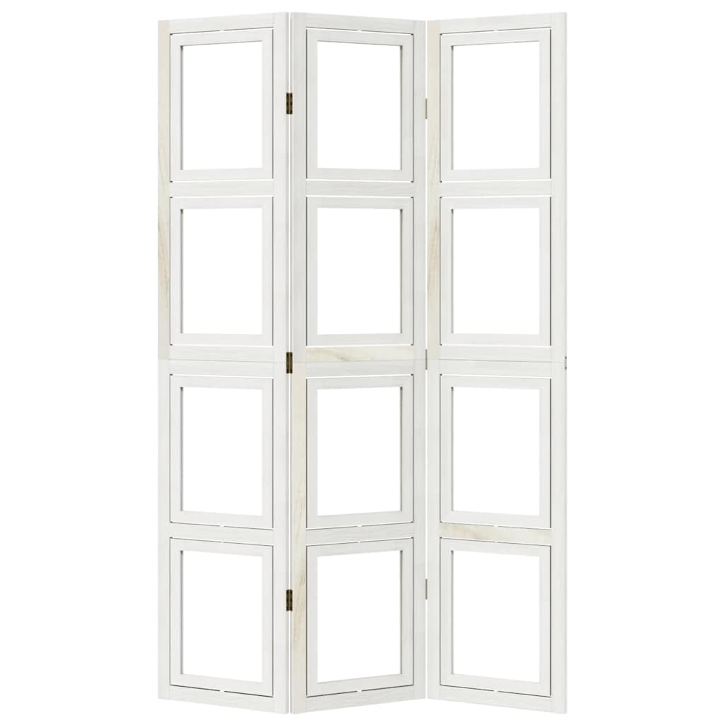 Divisorio Ambienti 3Pannelli Bianco Legno Massello di Paulownia - homemem39