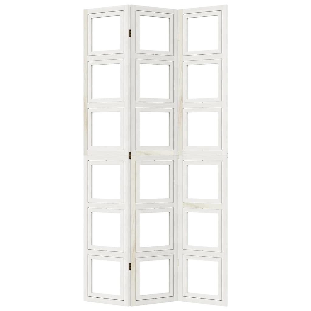 Divisorio Ambienti 3Pannelli Bianco Legno Massello di Paulownia - homemem39