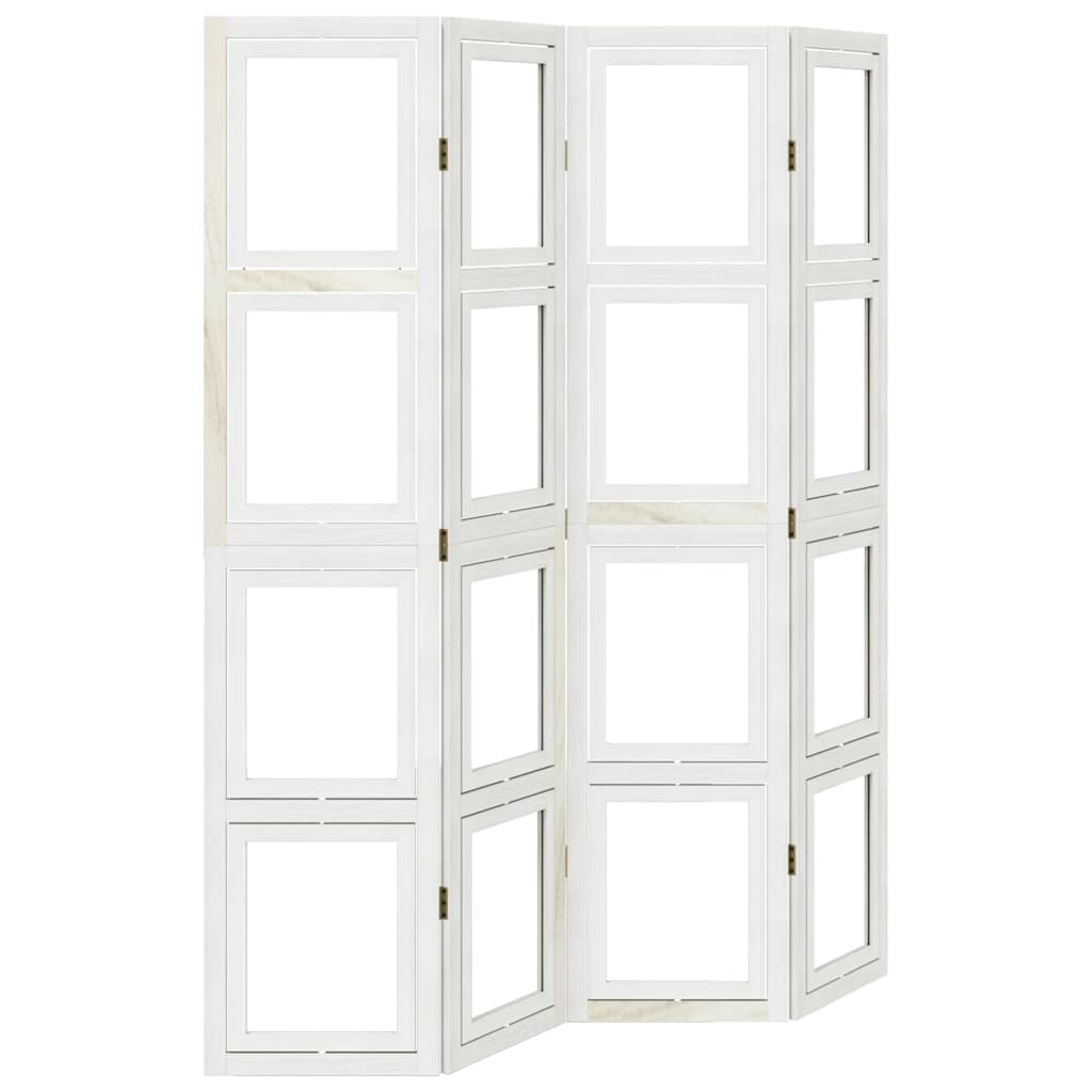 Divisorio Ambienti 4Pannelli Bianco Legno Massello di Paulownia - homemem39