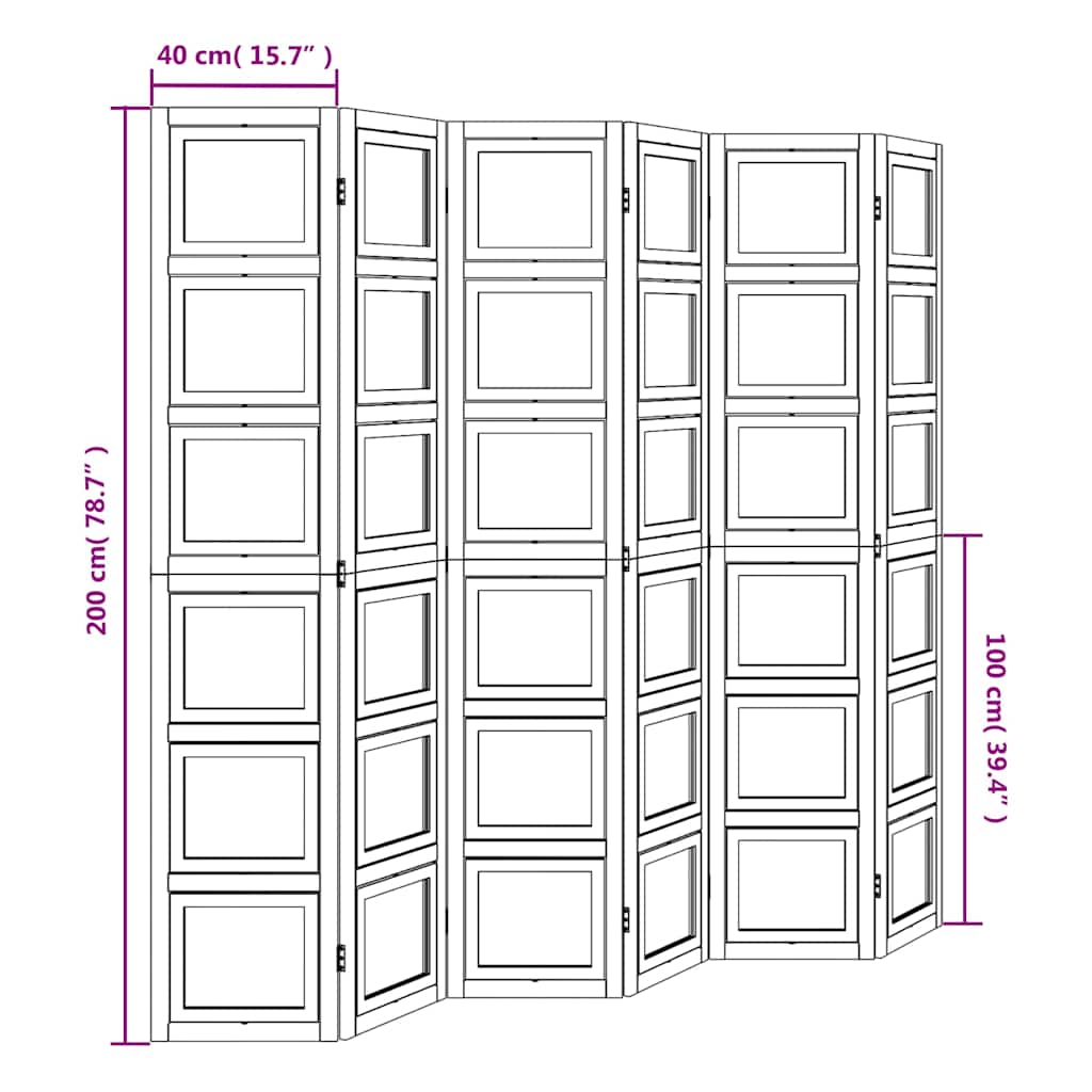 Divisorio Ambienti 6Pannelli Bianco Legno Massello di Paulownia - homemem39