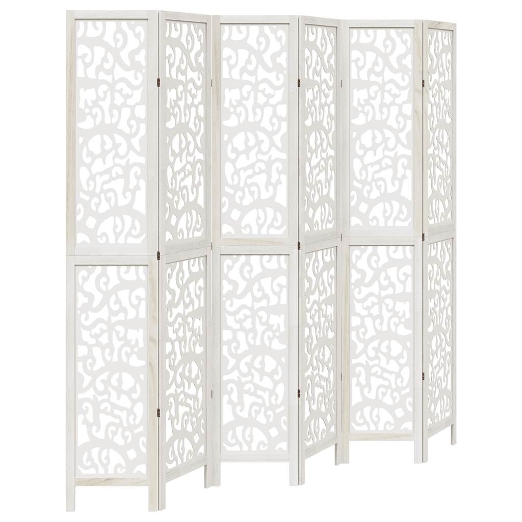 Divisorio Ambienti 6Pannelli Bianco Legno Massello di Paulownia - homemem39