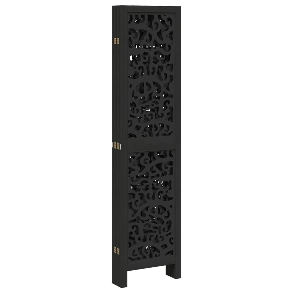 Divisorio Ambienti 6 Pannelli Nero Legno Massello di Paulownia - homemem39