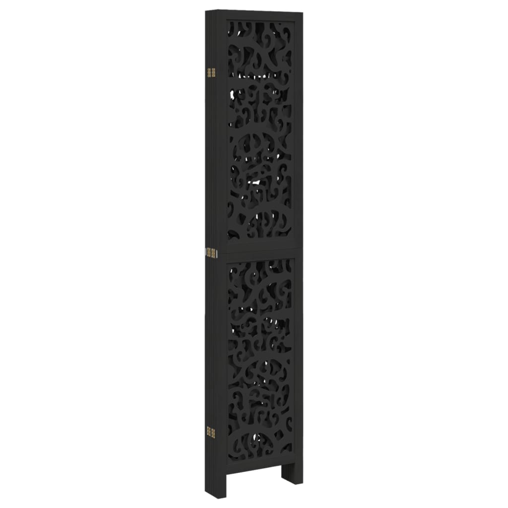 Divisorio Ambienti 6 Pannelli Nero Legno Massello di Paulownia - homemem39
