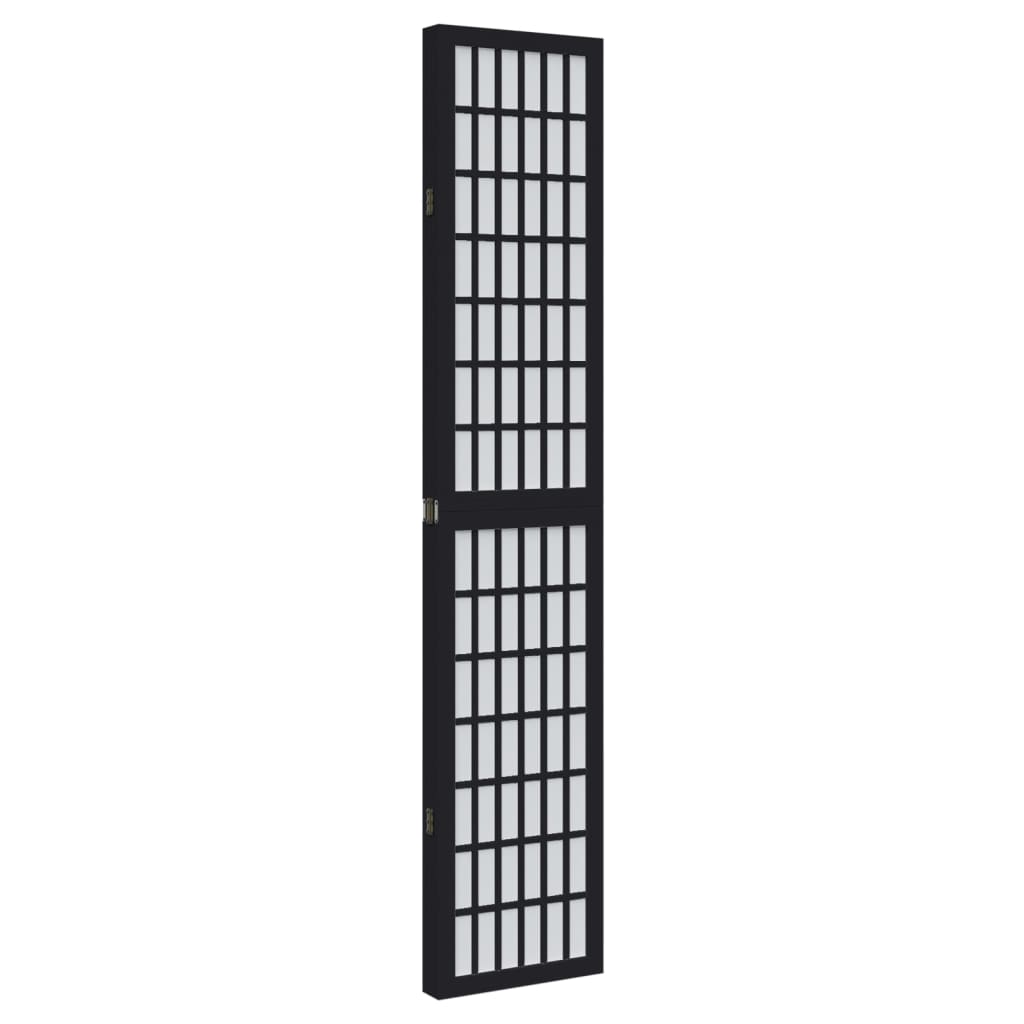 Divisorio Ambienti 4 Pannelli Nero Legno Massello di Paulownia - homemem39