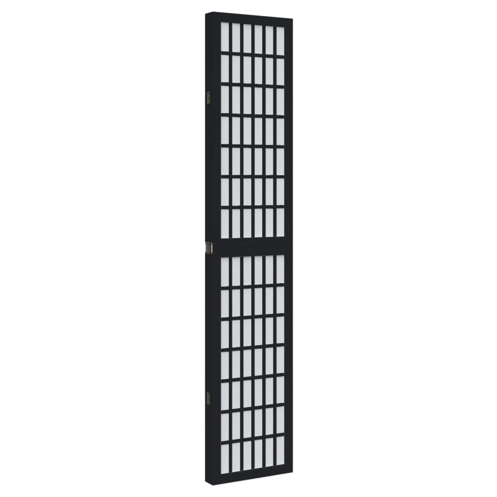 Divisorio Ambienti 4 Pannelli Nero Legno Massello di Paulownia - homemem39