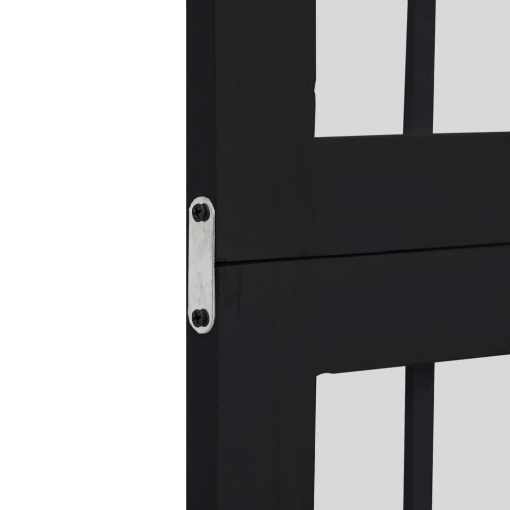 Divisorio Ambienti 4 Pannelli Nero Legno Massello di Paulownia - homemem39