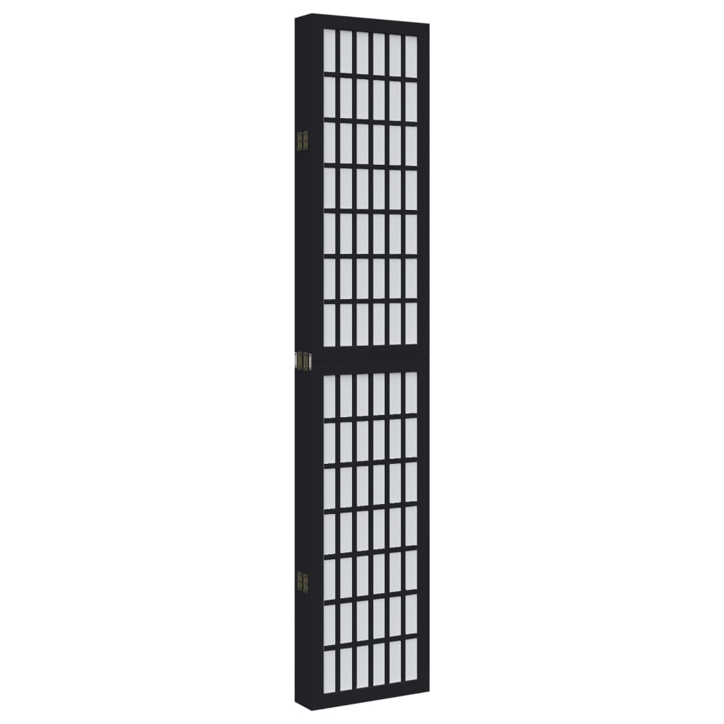 Divisorio Ambienti 6 Pannelli Nero Legno Massello di Paulownia - homemem39
