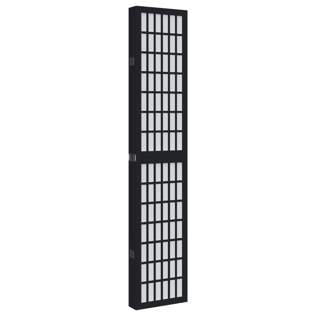 Divisorio Ambienti 6 Pannelli Nero Legno Massello di Paulownia - homemem39