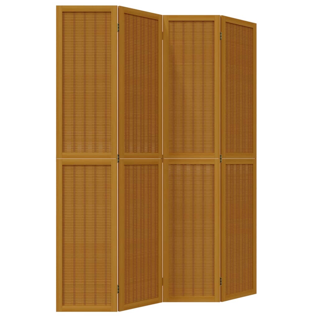 Divisorio Ambienti 4 Pannelli Marrone Legno Massello Paulownia - homemem39