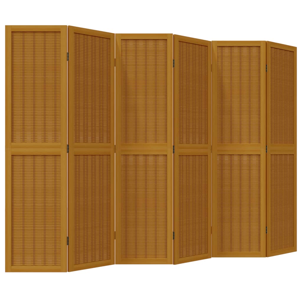 Divisorio Ambienti 6 Pannelli Marrone Legno Massello Paulownia - homemem39