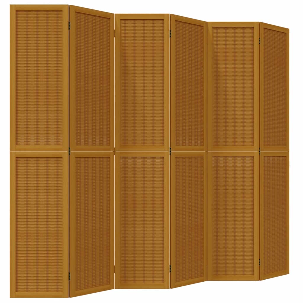 Divisorio Ambienti 6 Pannelli Marrone Legno Massello Paulownia - homemem39