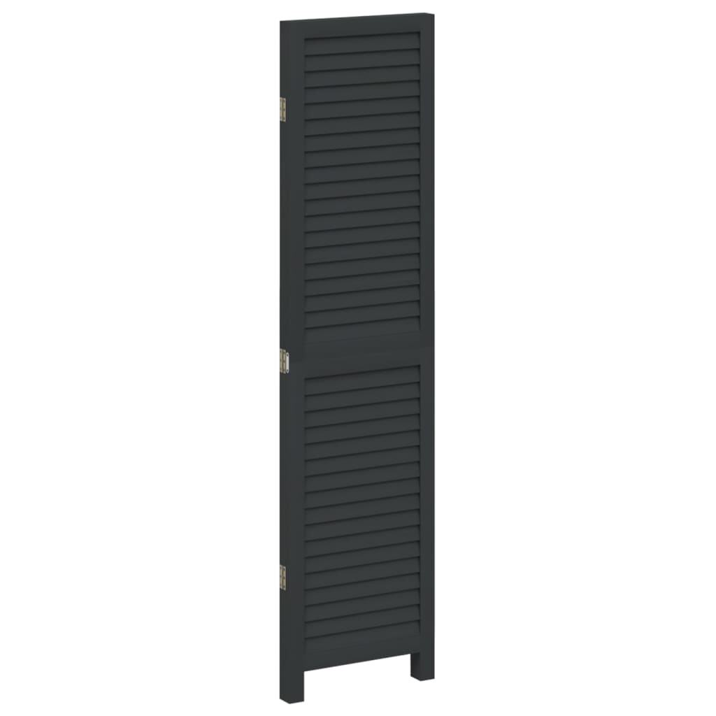 Divisorio Ambienti 3 Pannelli Nero Legno Massello di Paulownia - homemem39