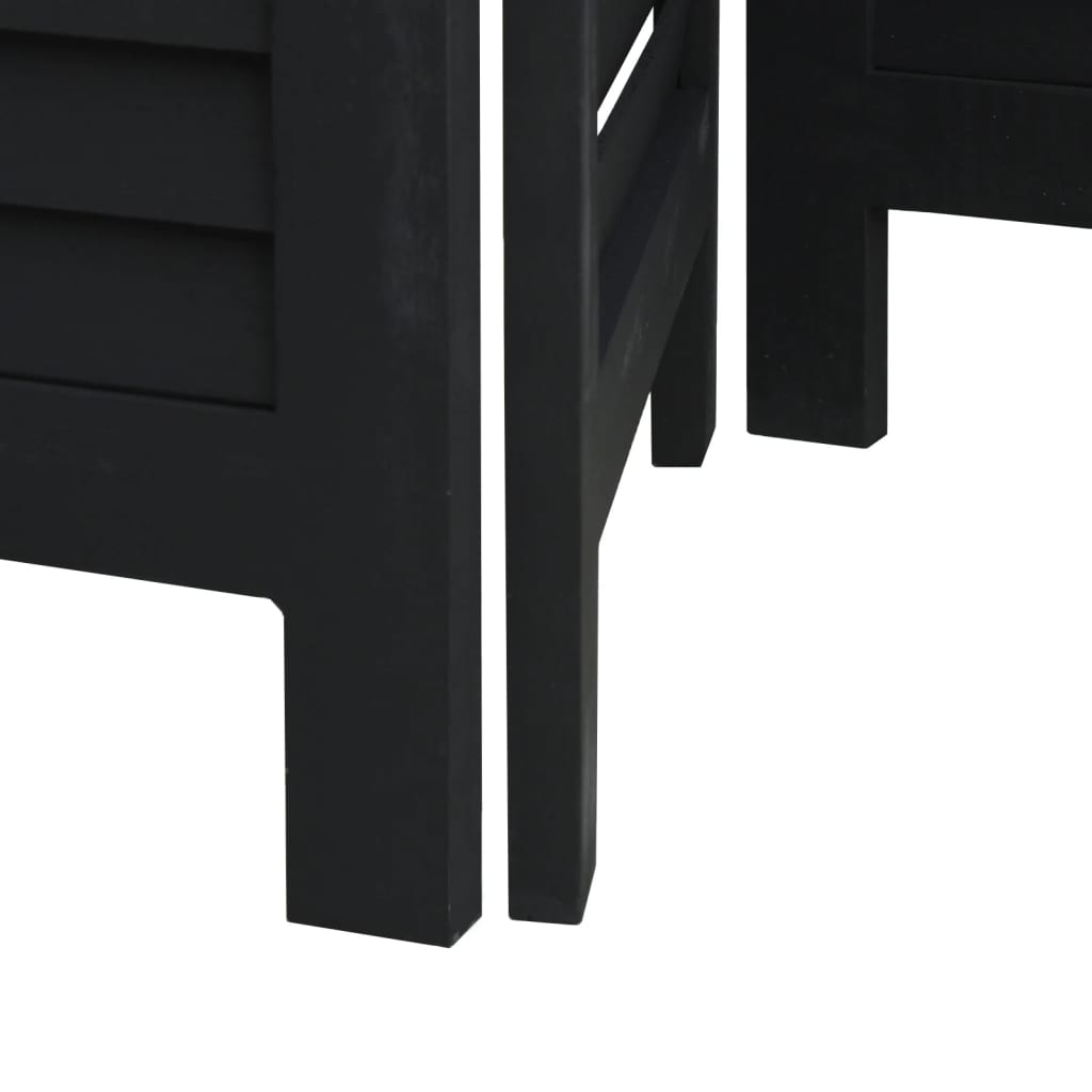 Divisorio Ambienti 3 Pannelli Nero Legno Massello di Paulownia - homemem39