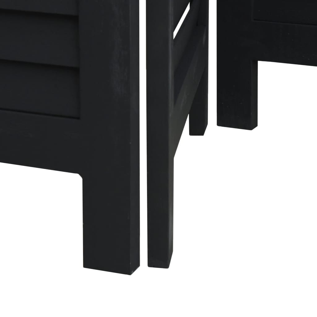 Divisorio Ambienti 5 Pannelli Nero Legno Massello di Paulownia - homemem39