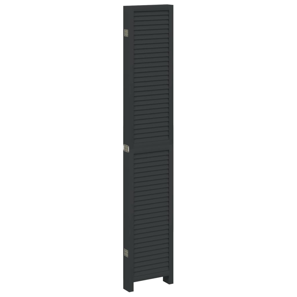 Divisorio Ambienti 6 Pannelli Nero Legno Massello di Paulownia - homemem39