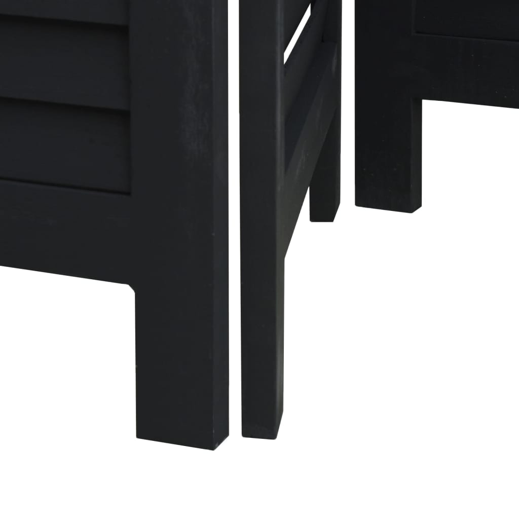 Divisorio Ambienti 6 Pannelli Nero Legno Massello di Paulownia - homemem39