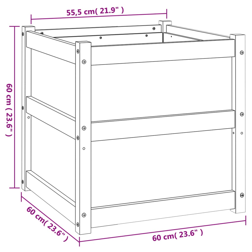 Fioriera Giardino Marrone Cera 60x60x60 cm Legno Massello Pino - homemem39
