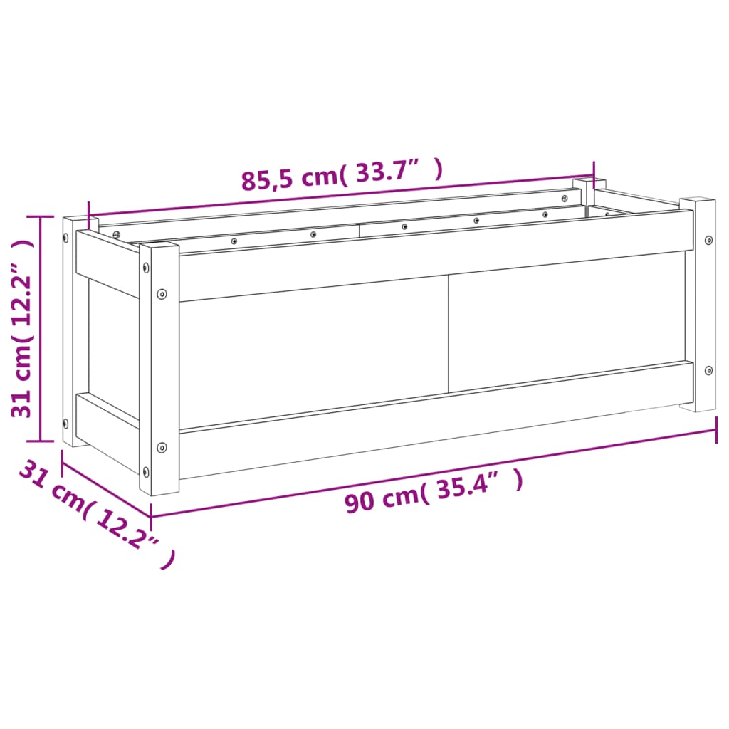 Fioriera Giardino Marrone Cera 90x31x31 cm Legno Massello Pino | homemem39