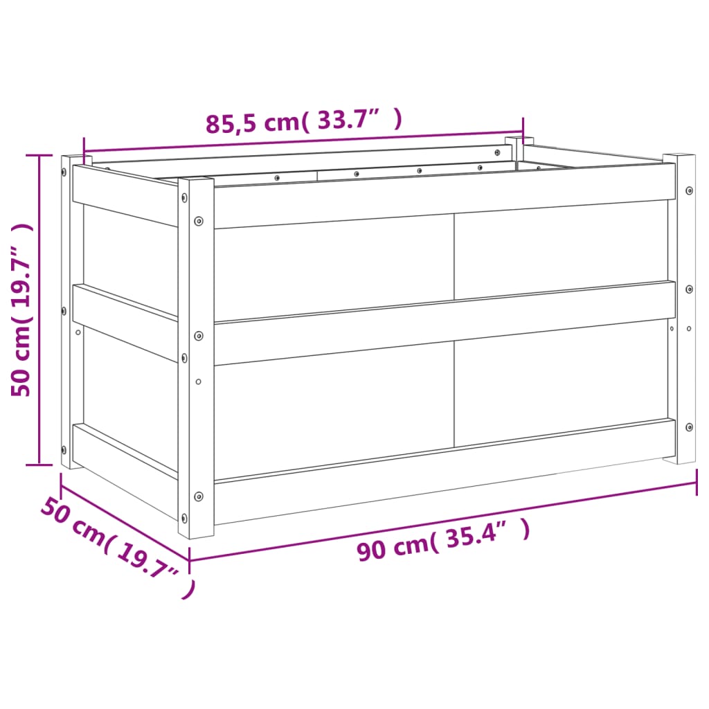 Fioriera da Giardino 90x50x50 cm in Legno Massello di Pino | homemem39