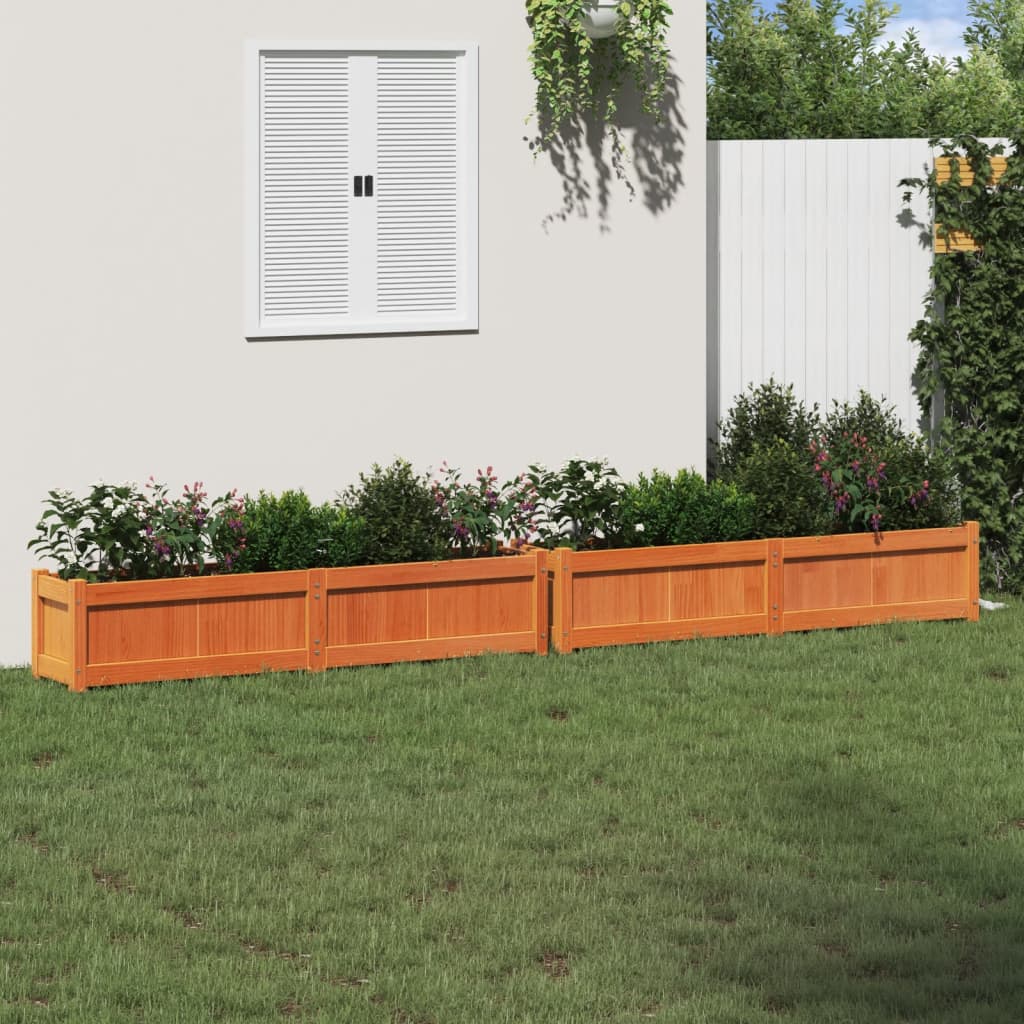 Fioriere da Giardino 2pz Marrone Cera Legno Massello di Pino - homemem39