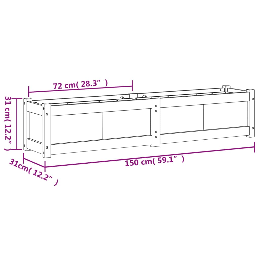 Fioriera da Giardino 150x31x31 cm in Legno di Pino Impregnato | homemem39