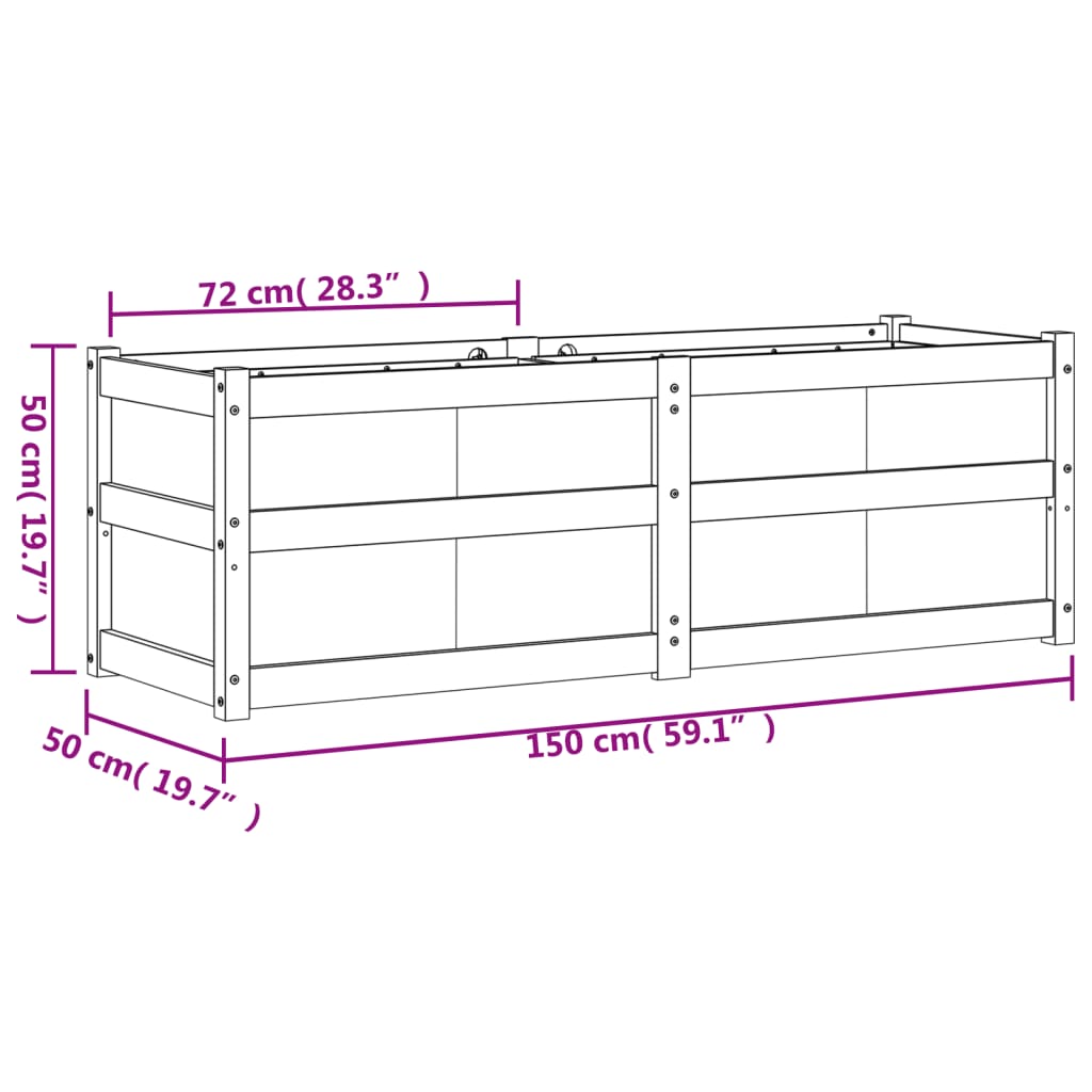 Fioriera Giardino Marrone Cera 150x50x50 cm Legno Massello Pino | homemem39