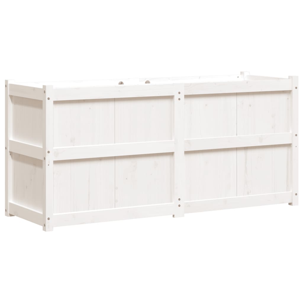 Fioriera da Giardino Bianca 150x50x70 cm Legno Massello di Pino - homemem39