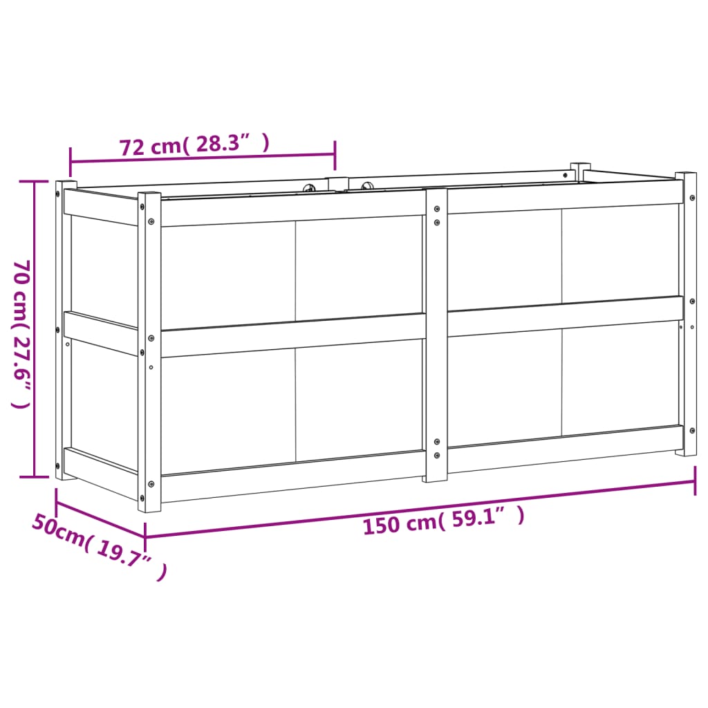 Fioriera da Giardino Bianca 150x50x70 cm Legno Massello di Pino - homemem39
