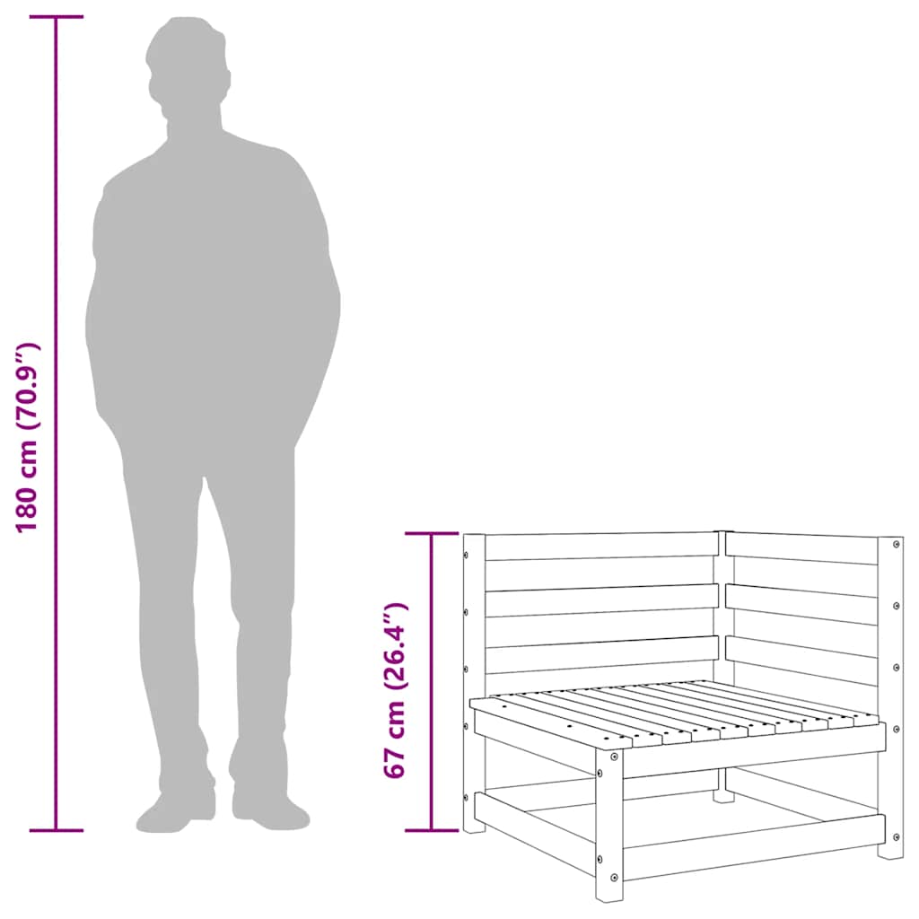 Divano Angolare da Giardino 70x70x67cm Legno Massello di Pino