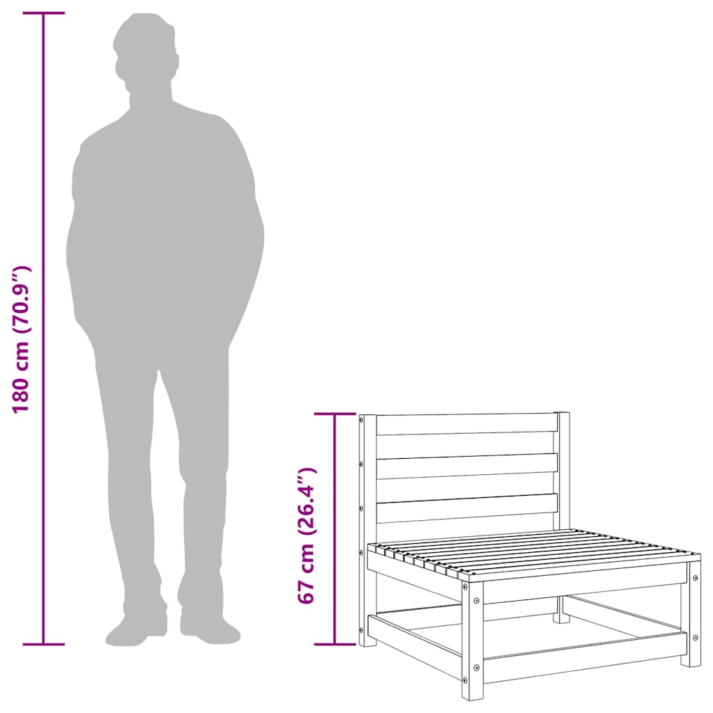 Divano Senza Braccioli da Giardino Marrone Cera 70x70x67cm Pino