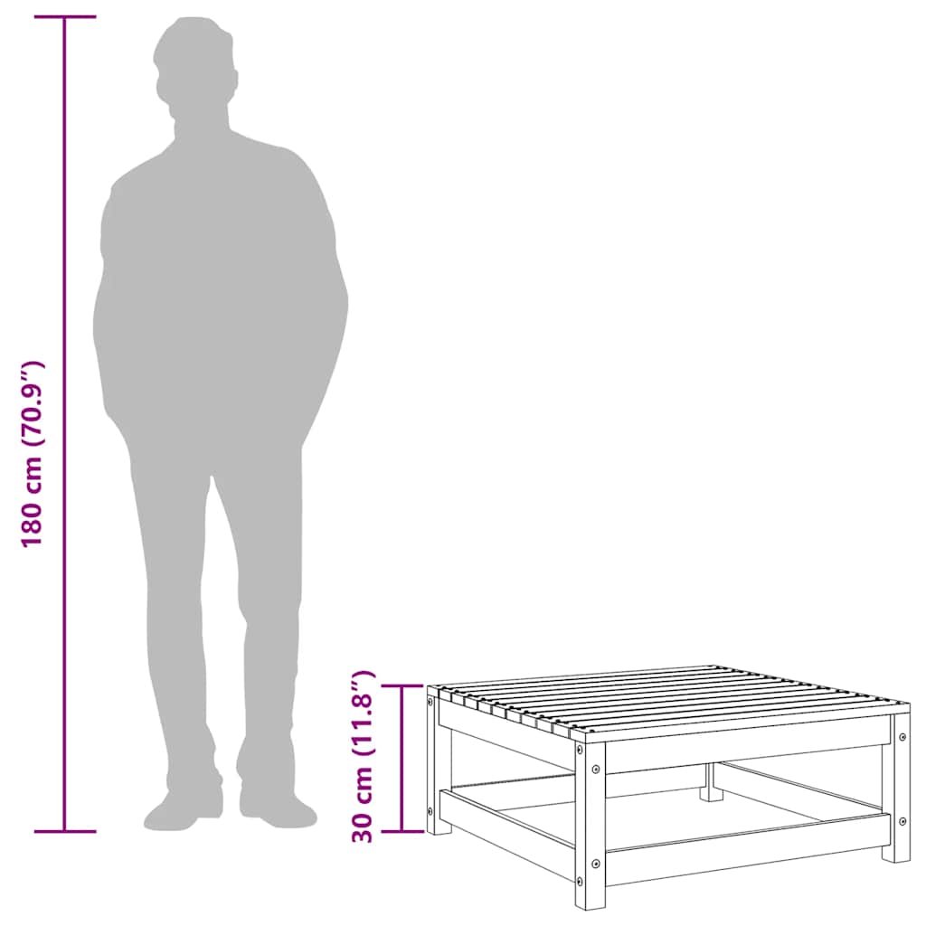 Poggiapiedi da Giardino Marrone Cera 70x70x30 cm Massello Pino - homemem39