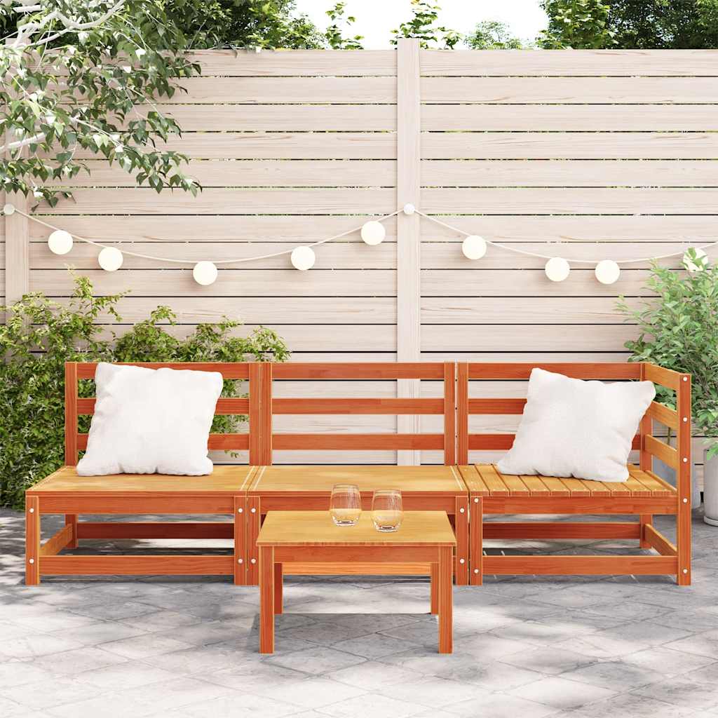 Divano da Giardino a 3 Posti Marrone Cera Legno Massello Pino | homemem39
