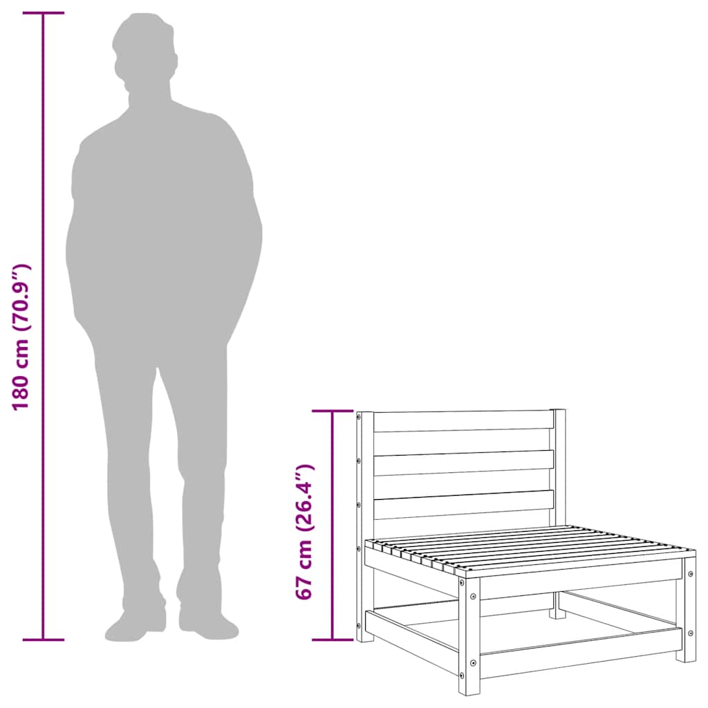 Divano Senza Braccioli Giardino Poggiapiedi Marrone Cera Pino - homemem39