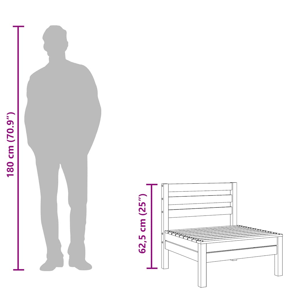 Divani Senza Braccioli Giardino 2pz Marrone Cera Massello Pino